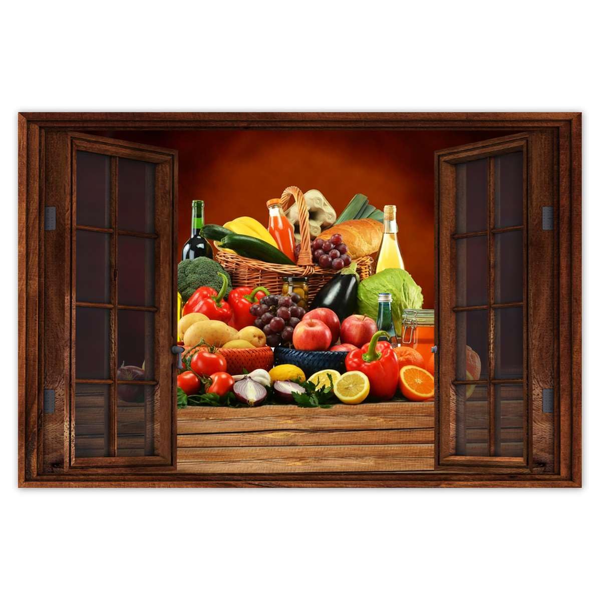 Sticker Mural Fruits Et Légumes Pour Cuisine - Design Moderne Multicolore - Autocollant Prêt à Poser - Neuf - Fabriqué En Pologne
