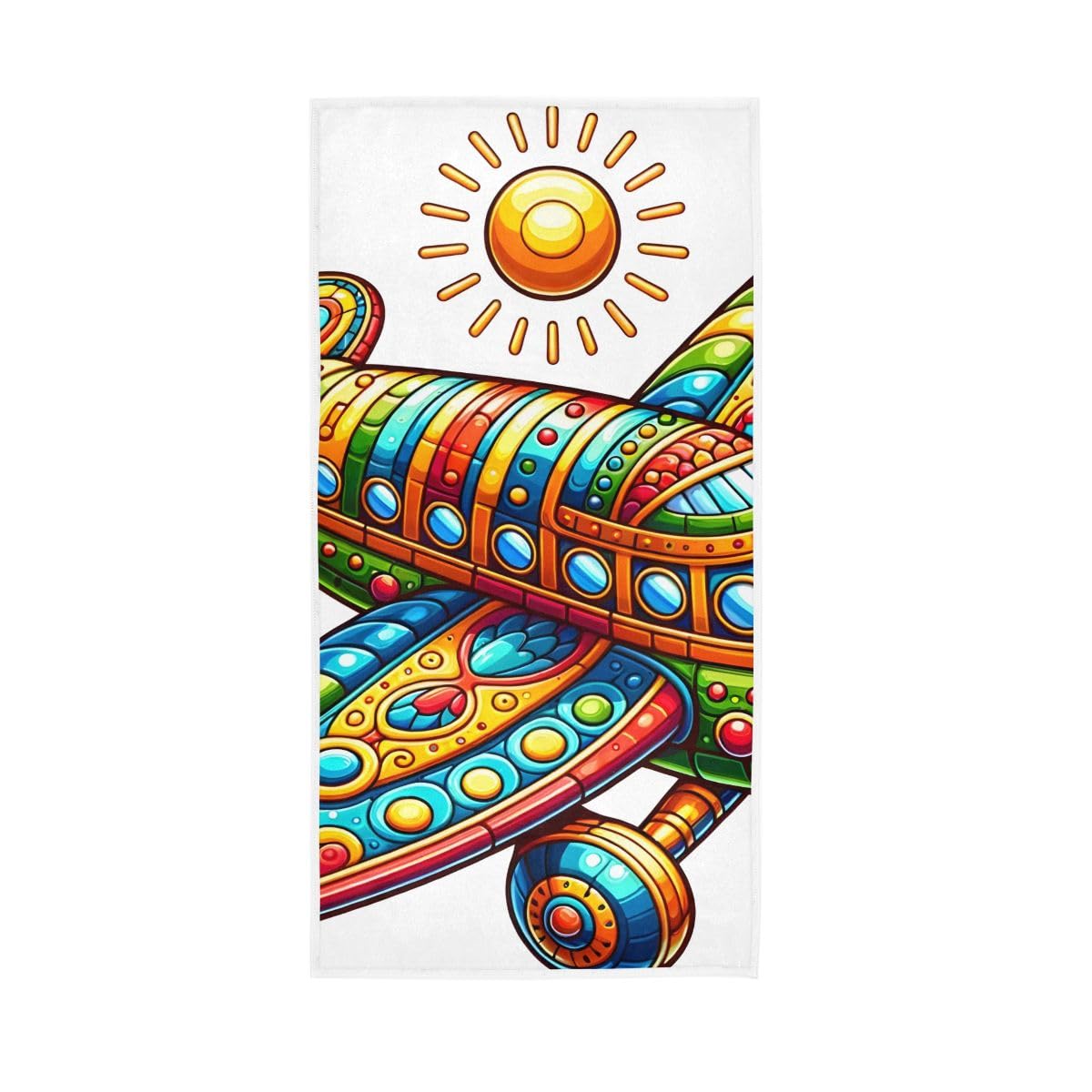 LSRCPD Beautiful Cartoon Aircraft Hand Towel, Multipurpose Shower Towels for Bathroom, Gym, Hotel, Spa 15 x 30 Inches