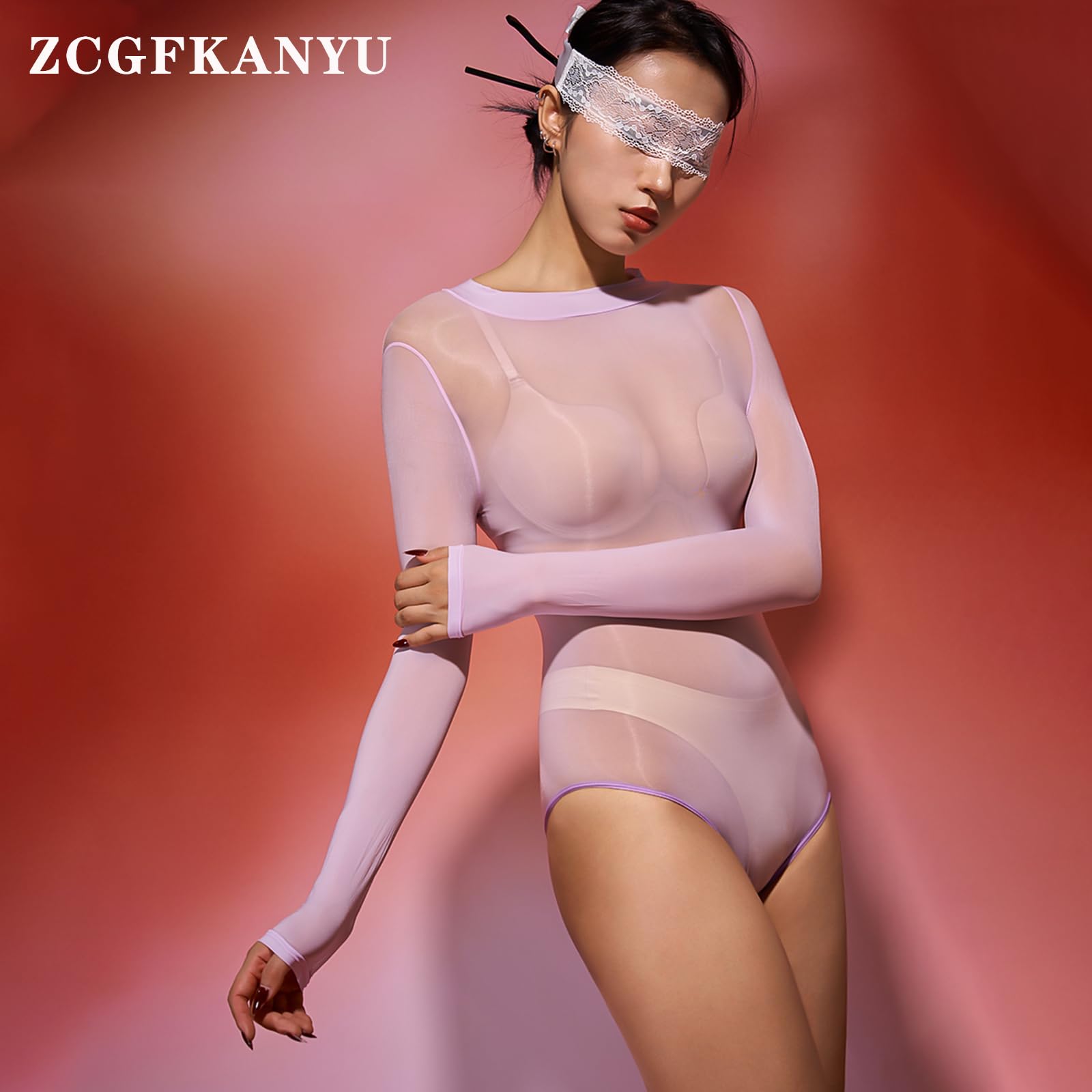 ZCGFKANYU Women Shiny Bodystockings Seamless Full Body Stockings 8D Lingerie Bodysuit: Purple