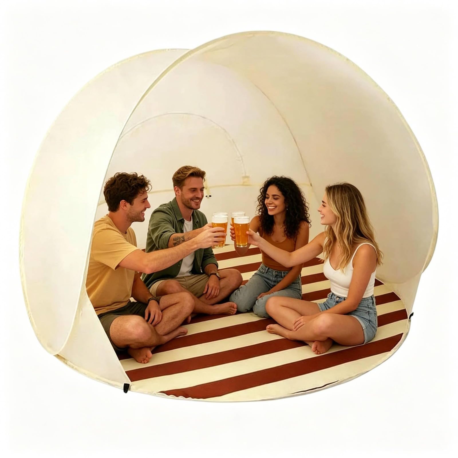 Pop-Up Beach Tent for 3-4 Person - Automatic Sun Shade Shelter Tent, Pop-Up Upf 50+ Uv Protection Sun Shelter Canopy with Mosquitonet, Portable Lightweight Uv Protection Beachtent for Babys Picnic