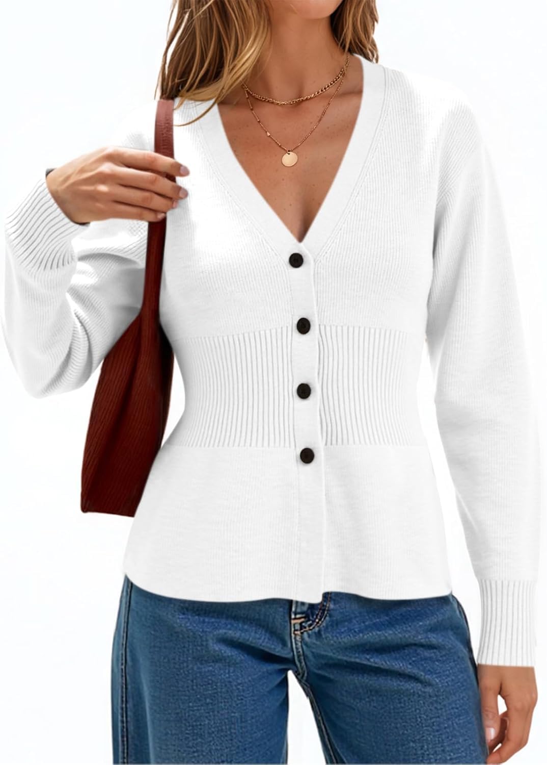 yoeasy Womens Cardigans Sweater V Neck Long Sleeve Button Down Cinched Waist Knit Tops Dressy Trendy Casual Sweaters