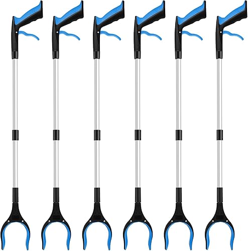 6 herramientas de agarre de 32 pulgadas de largo recogedor de basura plegable de recogedor de basura antideslizante para ancianos herramienta de