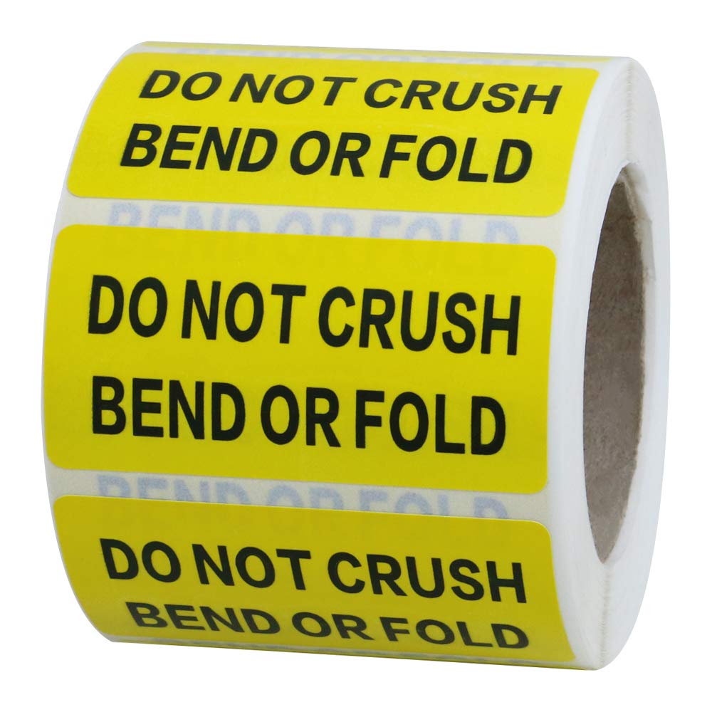HYBSK1x2 inch DO NOT Crush Bend OR FOLD Warning Shipping Stickers Self Adhesive Labels