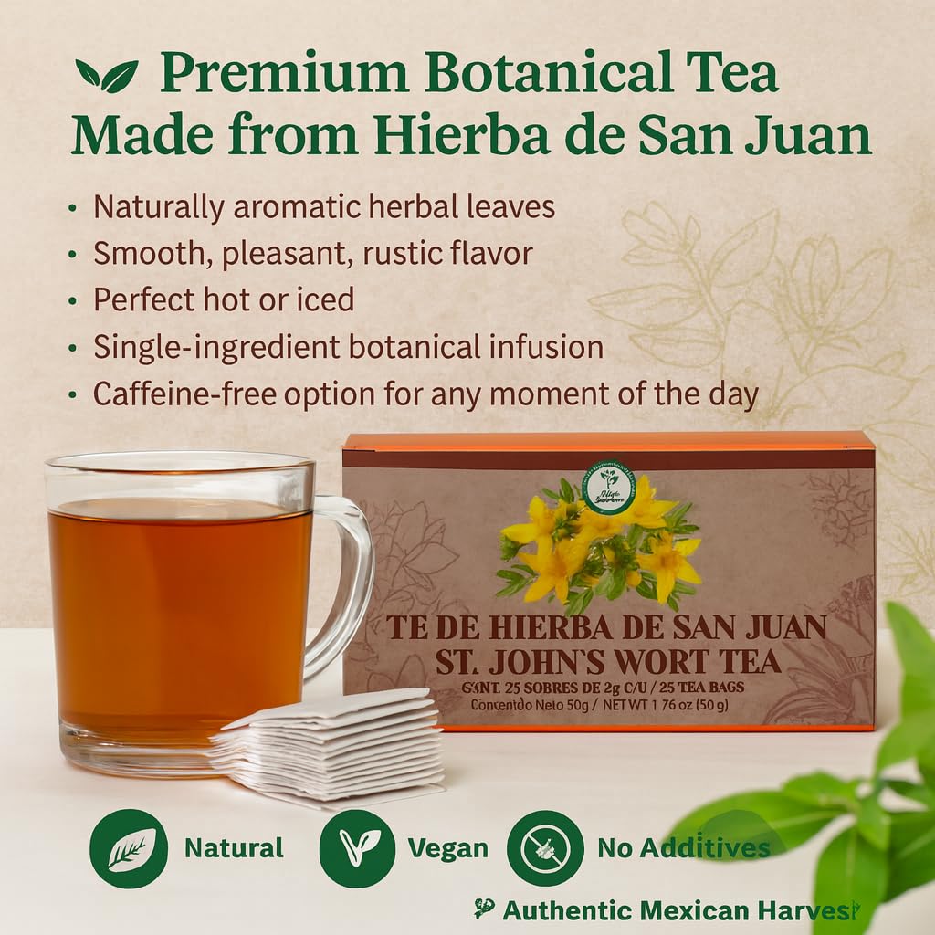 Hierba De San Juan TE (St. John's Wort tea) 25 tea bags, vegan, 100% Natural,