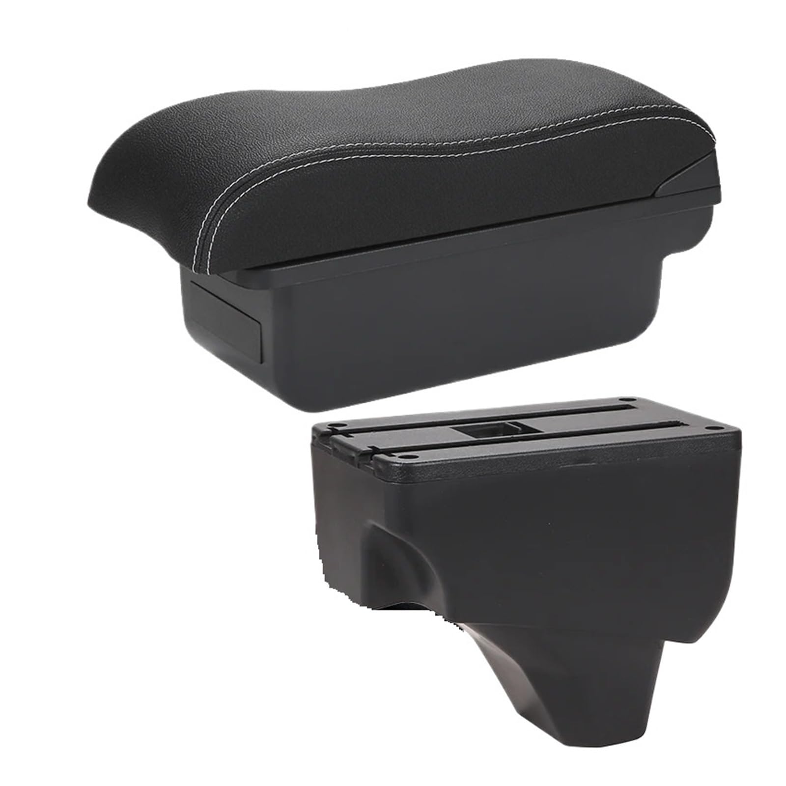 UMDJJU For Peugeot 208 2008 2019-2024 Car Armrest Storage Box Retrofit Parts Curved Surface Accessories Car Centre Console Armrest Box(C3 Black white NOUSB)