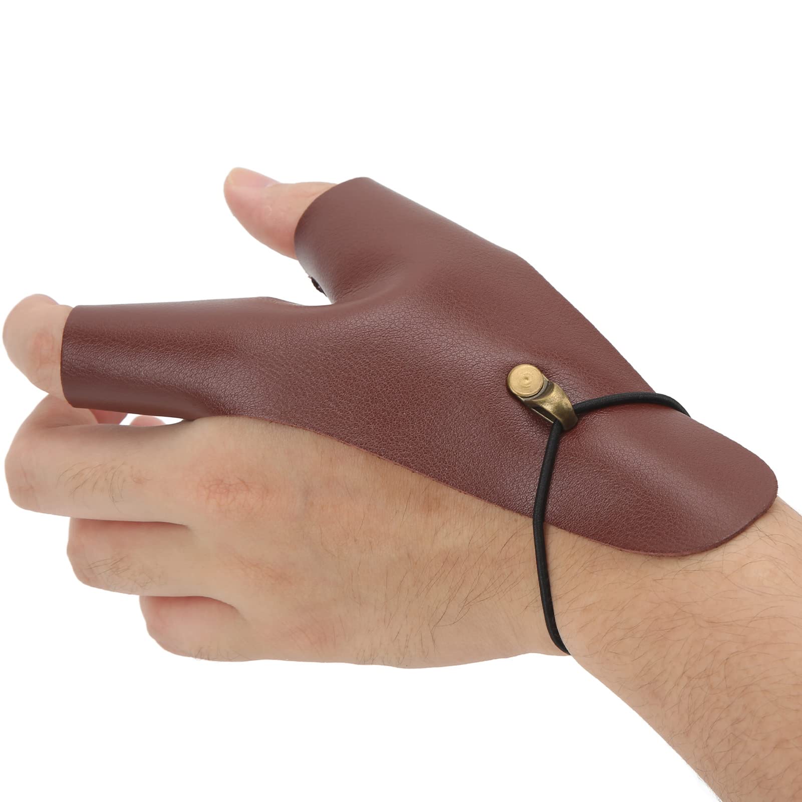 Archery Hand Guard, Protective Breathable Lightweight 2 Finger Protector PU Leather Non Slip Archery Glove for Left Hand, Traditional Longbow, Mongolian Bow, Archery