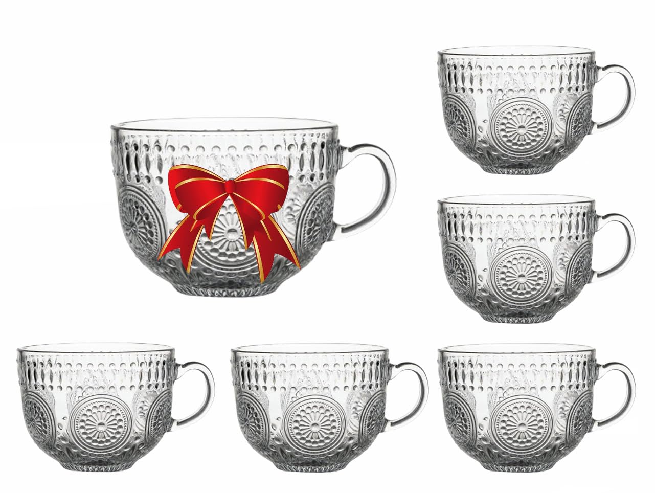 Mivana 450 ML Glass Coffee Mug Set, with Convenient Handle, Tea Glasses for Hot/Cold Beverages, Thermal Shock Resistant, Tempered Glass, Mugs for Cappuccino (Flower Mug, 6 Count (Pack of 1)) (B0CXY531X2) Amazon Price History, Amazon Price Tracker