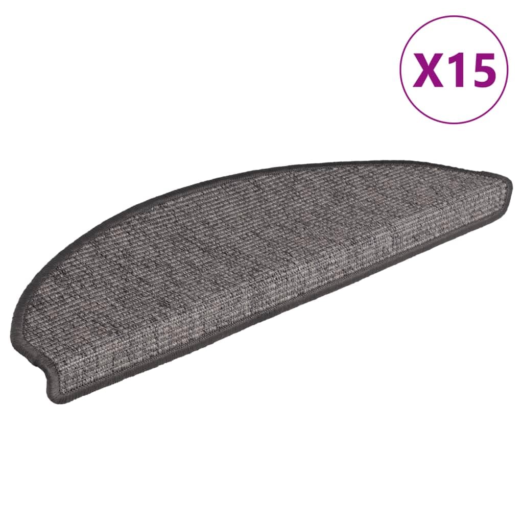 Lot de 15 tapis d'escalier 65 x 21 x 4 cm beige et gris semi-circulaires, grands, antidérapants, autocollants, pour un maintien sûr et une réduction du bruit
