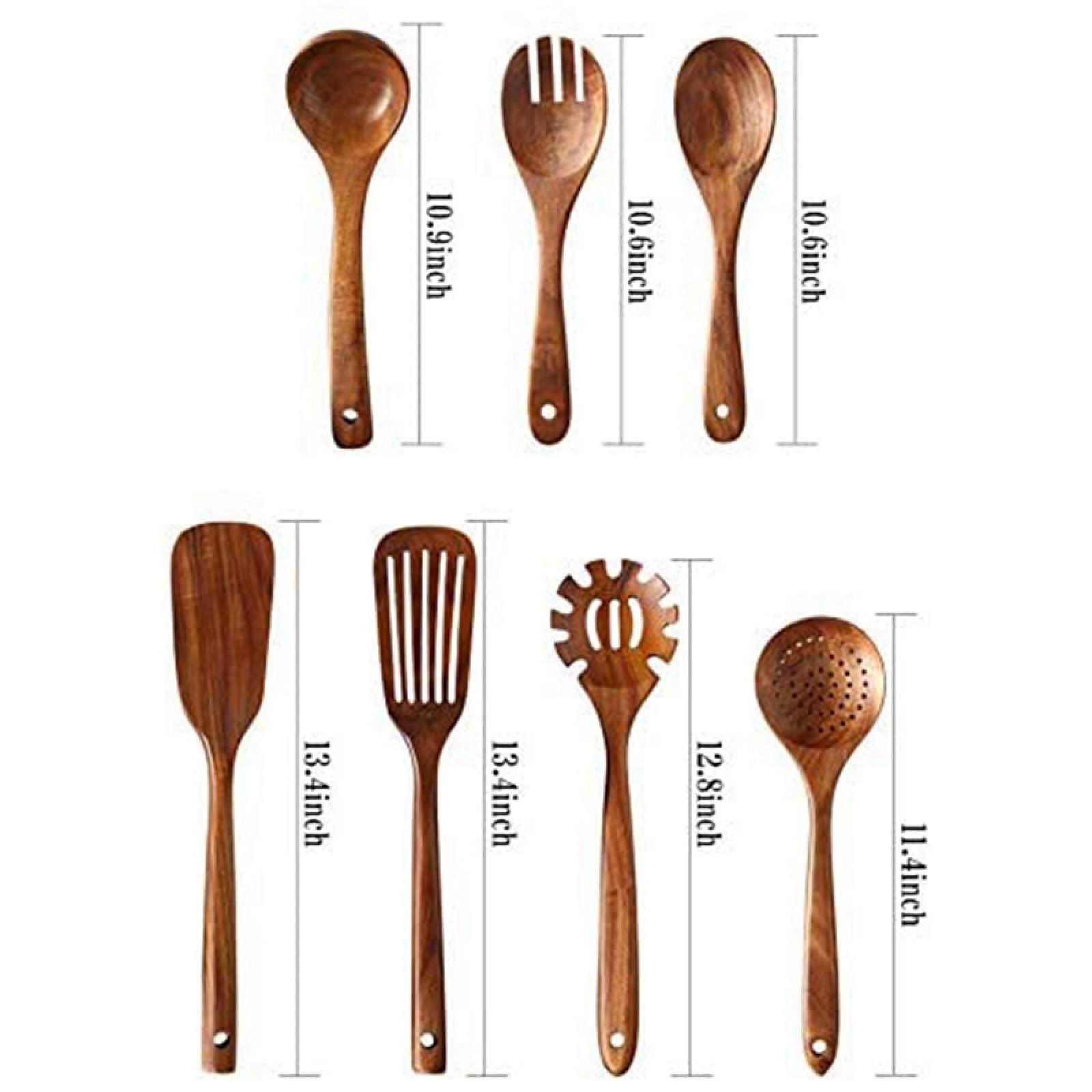 Spatole e cucchiai da cucina, Set di cucchiai Set di utensili da cucina Set di utensili da cucina in legno Cucchiai da cucina Spatola da cucina in legno di teak naturale