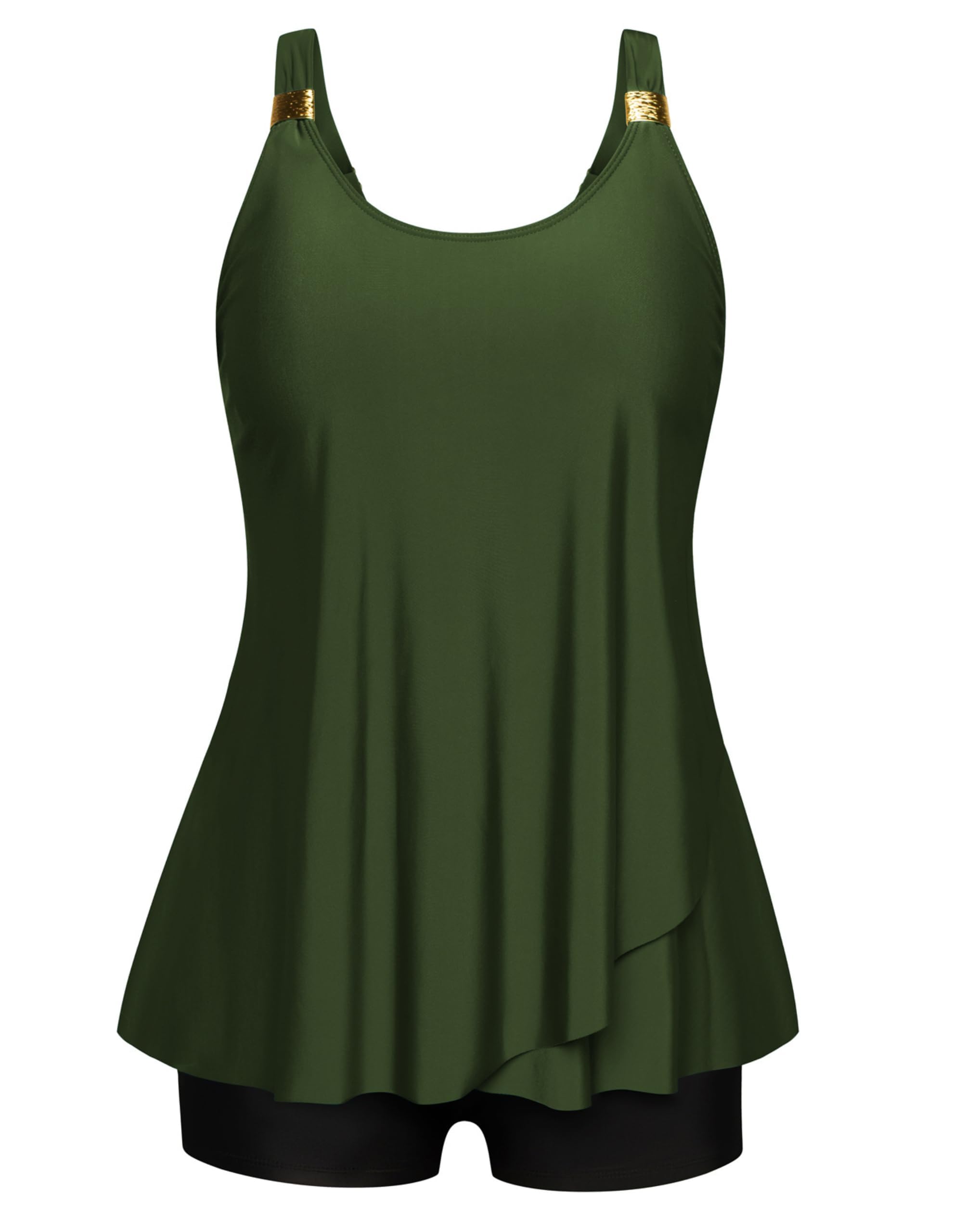 Hanna Nikole Damski duży rozmiar tankini wysoki moda kąpielowa dwuczęściowy kostium kąpielowy Flowy tankini top z szortami