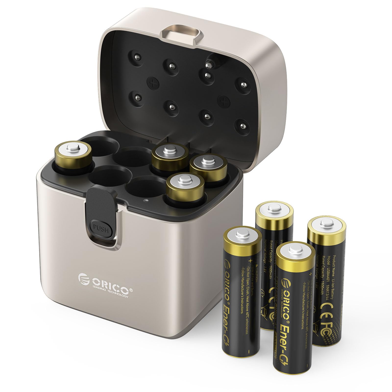ORICO Ladegerät für AA Lithium Akkus mit 8X 1,5V wiederaufladbare Batterien (2300mWh), 3h Schnellladung, kompatibel mit Controller, Spielzeug, Taschenlampe & mehr, inkl. Boxen