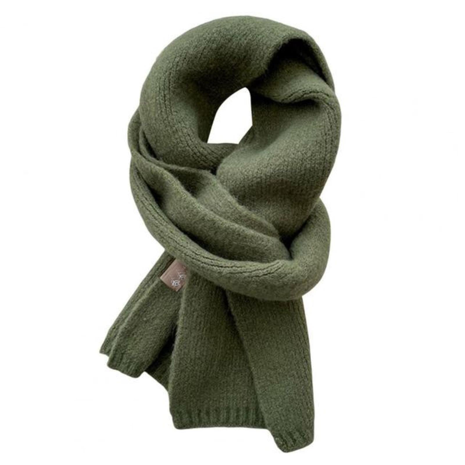 Fashion Solid Warm Cashmere Scarf for Women Winter Design Knitted Neckercheif Thick Woolen Yarn Shawl Neck Wrap