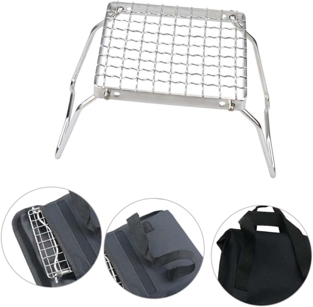 VALICLUD Stainless Steel Folding Bbq Rack Portable Outdoor Camping Grill Fire Pit Barbecue Grill Set for Picnic and Bonfire Cooking