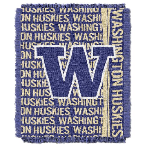 Northwest NCAA Washington Huskies Unisex-Adult Woven Jacquard Throw Blanket, 48" x 60", Double Play