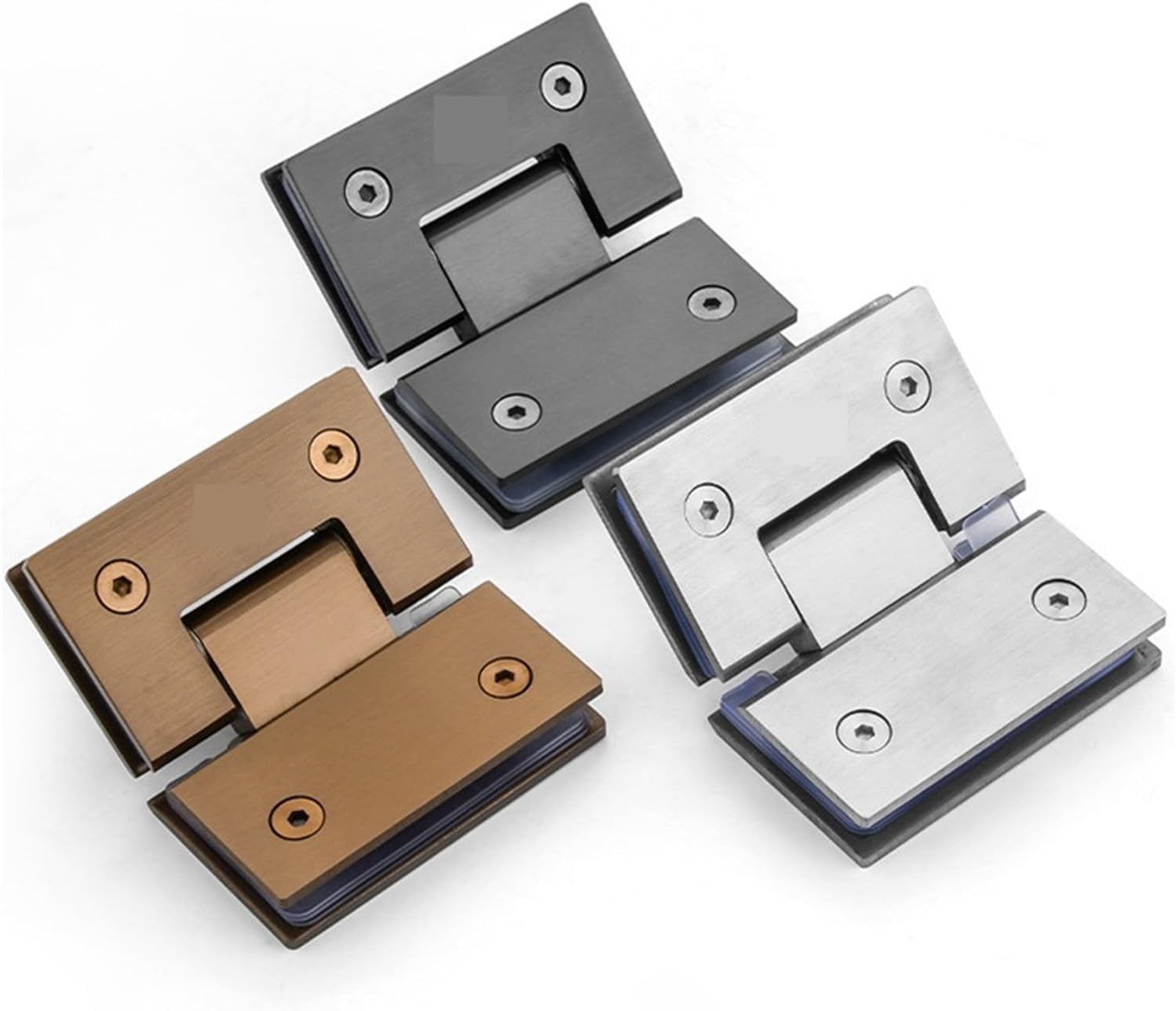 Glass Door Pivot Hinge, 1Pcs Stainless Steel Frameless Glass Door Hinge of Bathroom Folding Clip 90/135/180 Degrees(Bright Silver 90)