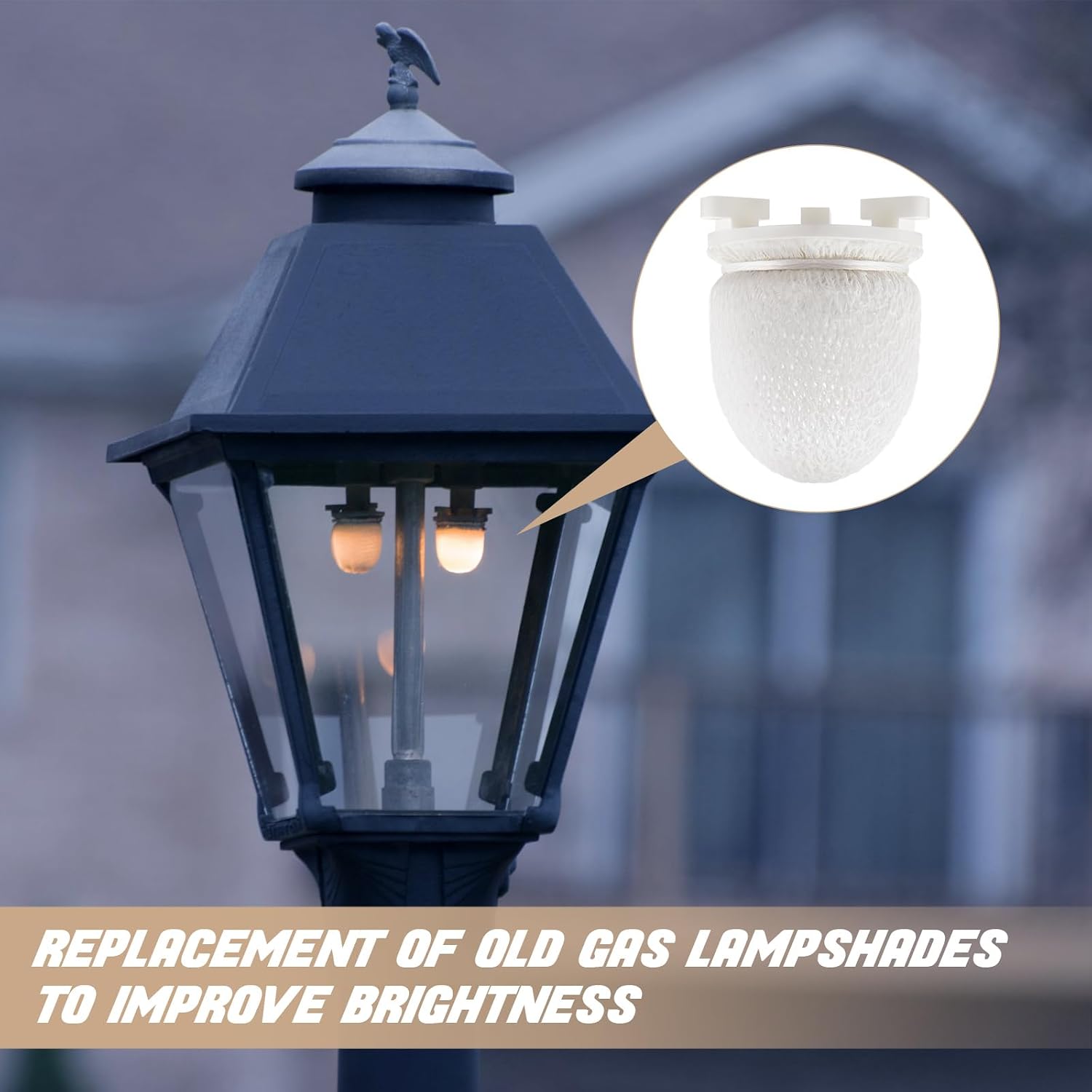 4 Pack Gas Mantles for Outdoor Gas Lamps Preformed Gaslight Mantles for Lamp Post, White
