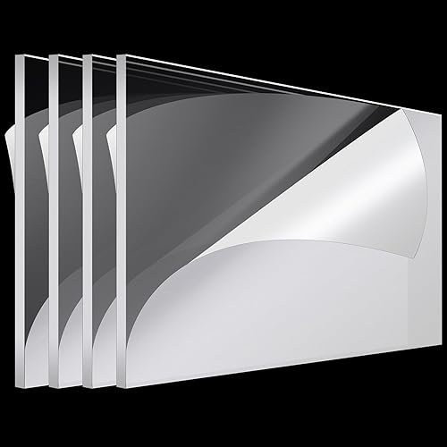 Roowest 4 paneles de láminas de acrílico transparente de 24 x 36 pulgadas, paneles de plástico fundido transparente de 14 de pulgada de grosor,