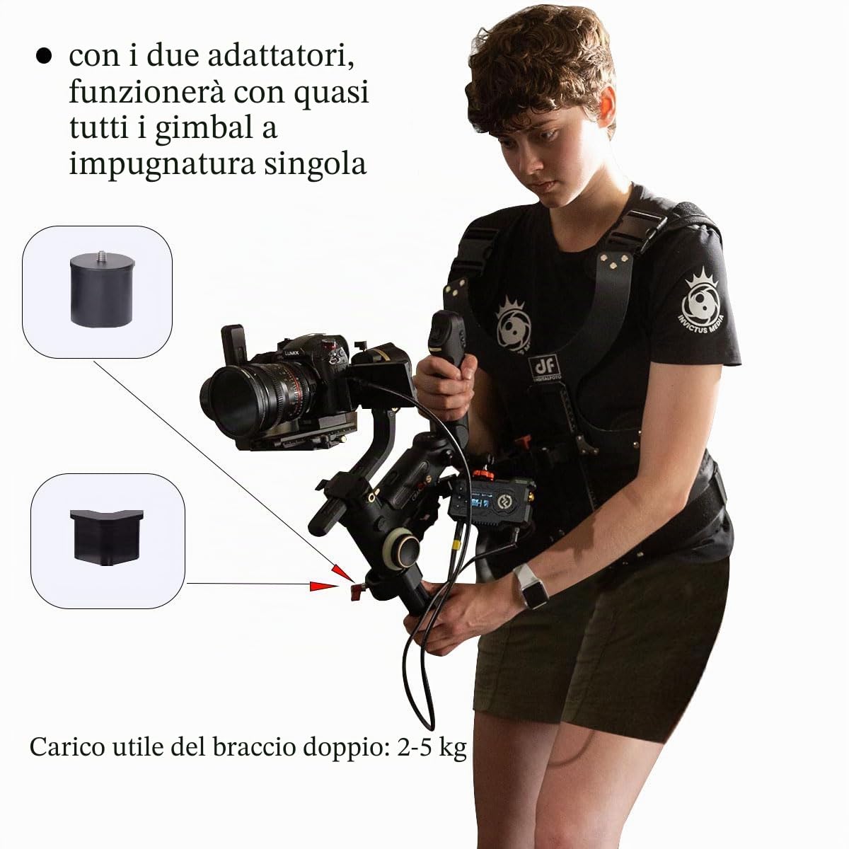 DF DIGITALFOTO Thanos Gimbal Vest, Sistema di Supporto Universale per Videocamera Gimbal, per Riprese Documentarie,Compatibile con DJI RS2/RS3/RS3Mini/RS4/RS4Pro,ZHIYUN Crane 2S,Carico utile 2-5kg