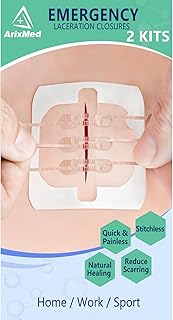 ArixMed Emergency Laceration Closures, Zip Sutures Butterfly Bandaids (2 Set) - Laceration Repair Without Stitches, Life Happens, Be Ready!