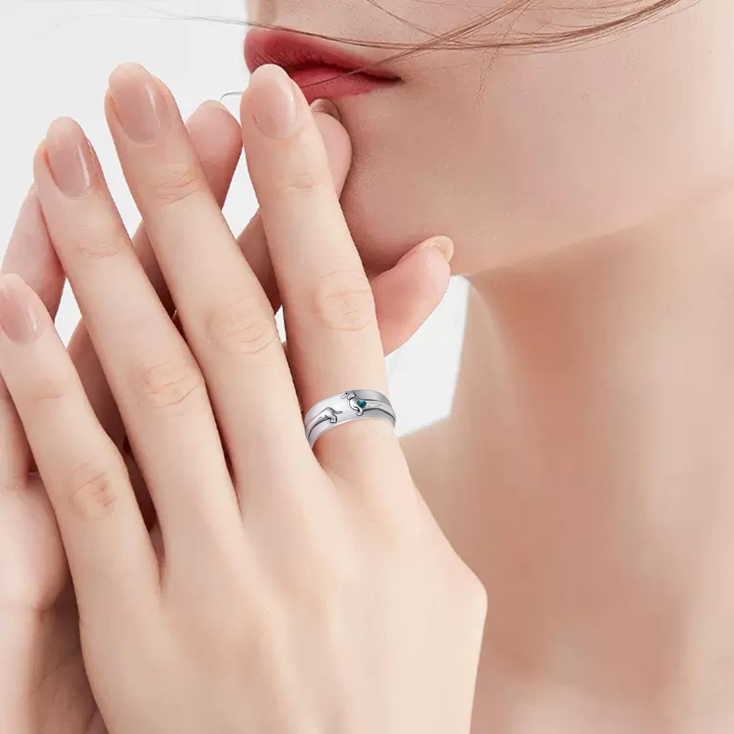 Dachshund Gifts Dachshund Ring 925 Sterling Silver Cute Dachshund Ring for Women Weenie Dog Ring Puppy Dog Jewelry Gifts for Women and Dog Lovers