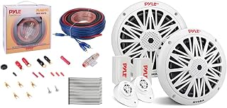 Pyle PLAM40 20-Feet 4 Gauge 1600W Amplifier Hookup & Marine Speaker System - Weather Resistant Dual 2 Way 6.5 Inch Outdoor Stereo Audio Sound Speakers (White, Pair)