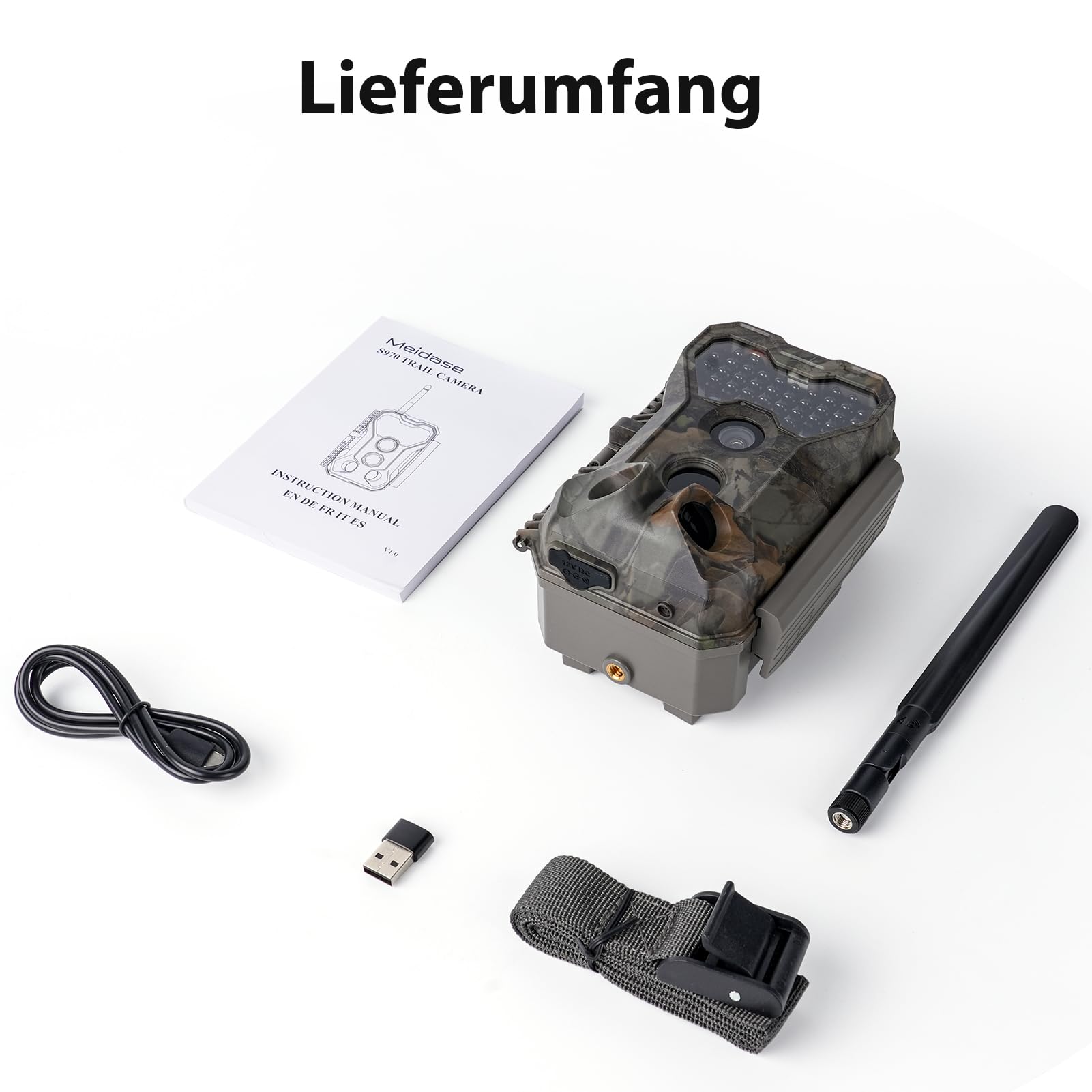 Meidase S970 4G LTE Wildkamera, 48MP 1296P, Mit Live Streaming Funktion, Nachtvision, 0.1s Bewegungsaktivierung, Wasserdicht, App Übertragung, GPS Ortung