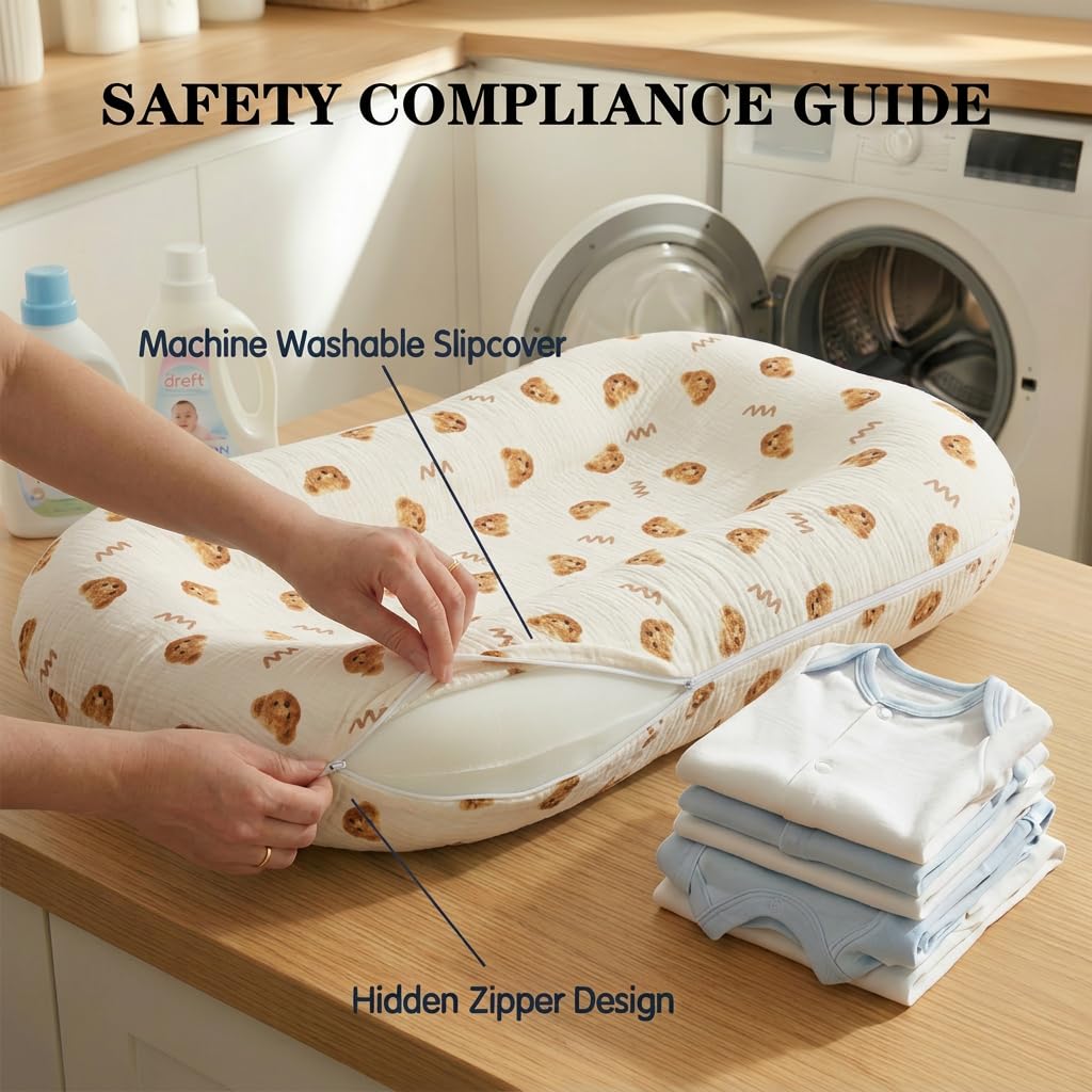 Coussin de soutien infantile – Coussin de soutien pour bébé de 0 à 24 mois, tapis portable pour la maison et les voyages en coton doux, utilisation supervisée, cadeau essentiel pour bébé, blanc (1