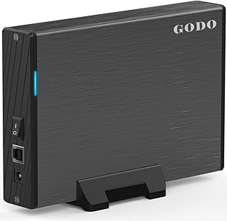 GODO USB 3.0 to 3.5 Inch Hard Drive Enclosure, Vertical External Hard Drive Dock with Stand for 3.5 inch SATA HDD SSD, Aluminum Alloy Drive Case Support Up to 16TB with UASP,Power Adapter