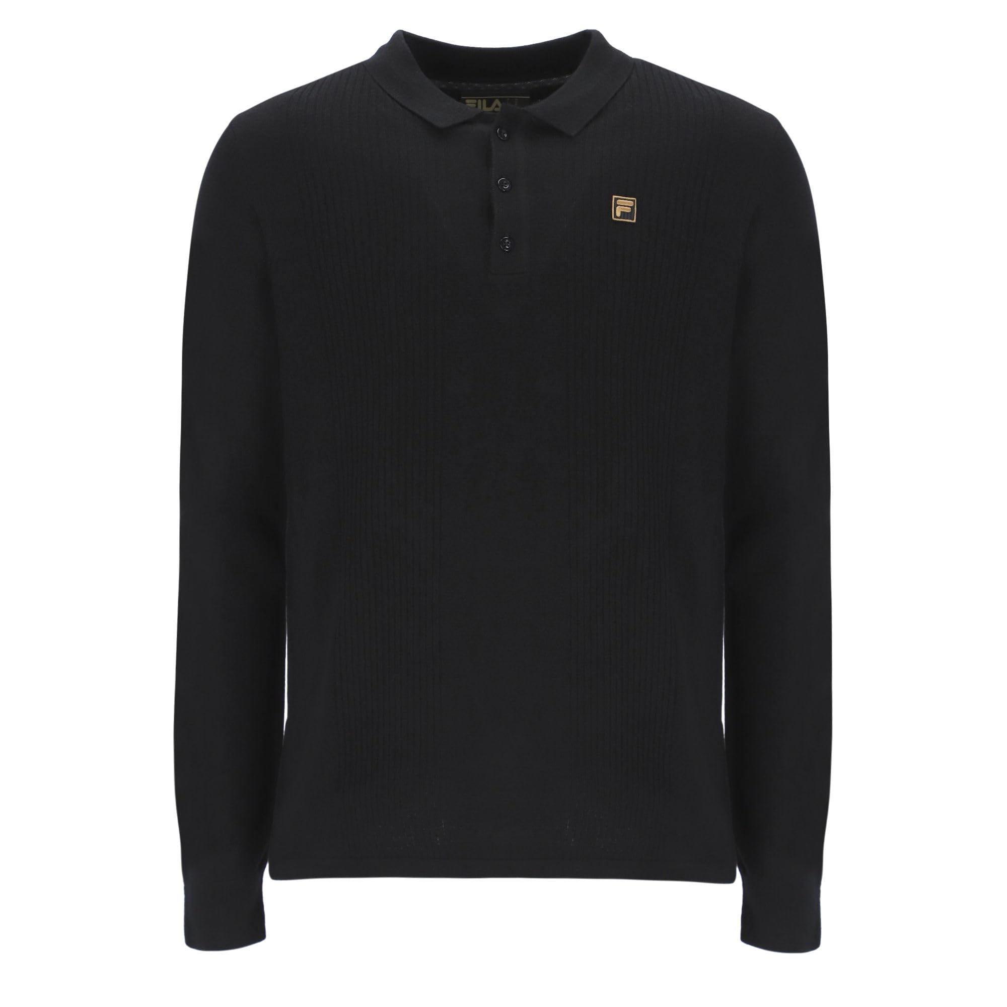 Fila Men's Black Polo Shirt Knitted Long Sleeve Frank L