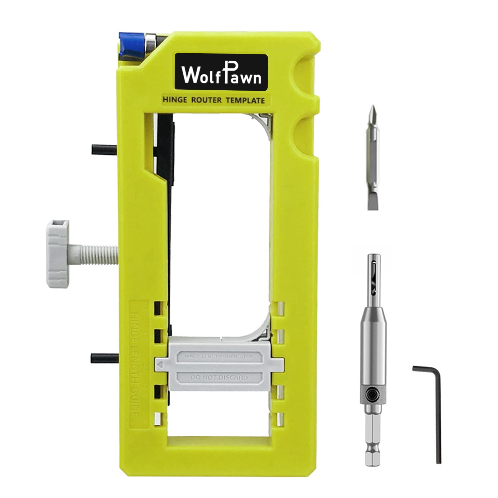WolfPawn Door Hinge Jig, Mortiser, Green Clamping Jig, Easy Use and Installation Kit,Widely Applicable Router Template Fits for Door Hinge 3”to 5”