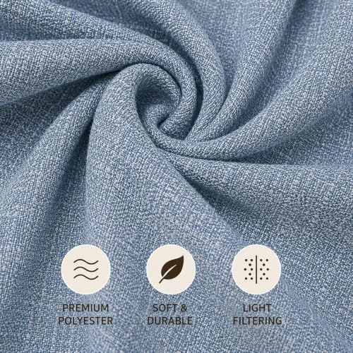 Image of Premium Faux Linen Curtain with Eyelets & Tie-Back | Modern Textured Light Filtering Door & Window Curtain for Home & Office | Washable, Durable & Easy to Maintain | Teal, Window - 5 ft