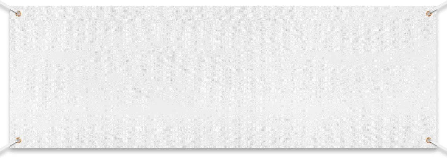 Zonon Large Blank Banners And Signs Polyester Oxford Cloth Sublimation Banner To Decorate With Hanging Rope For Indoor Wall Outdoor Easy to Hang DIY Signs For Business Office(White,4 x 12 Feet)