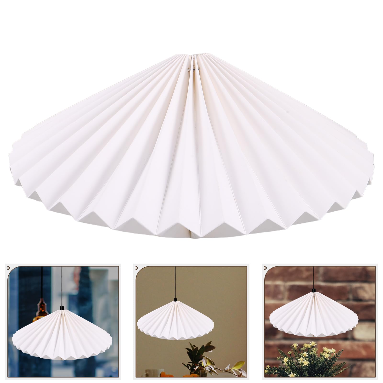 BESTYASH Paralume Lampada a Sospensione Pieghevole in Carta Bianca Design Geometrico Leggero Compatibile Lampade da Soffitto Stile Nordico per Soggiorno