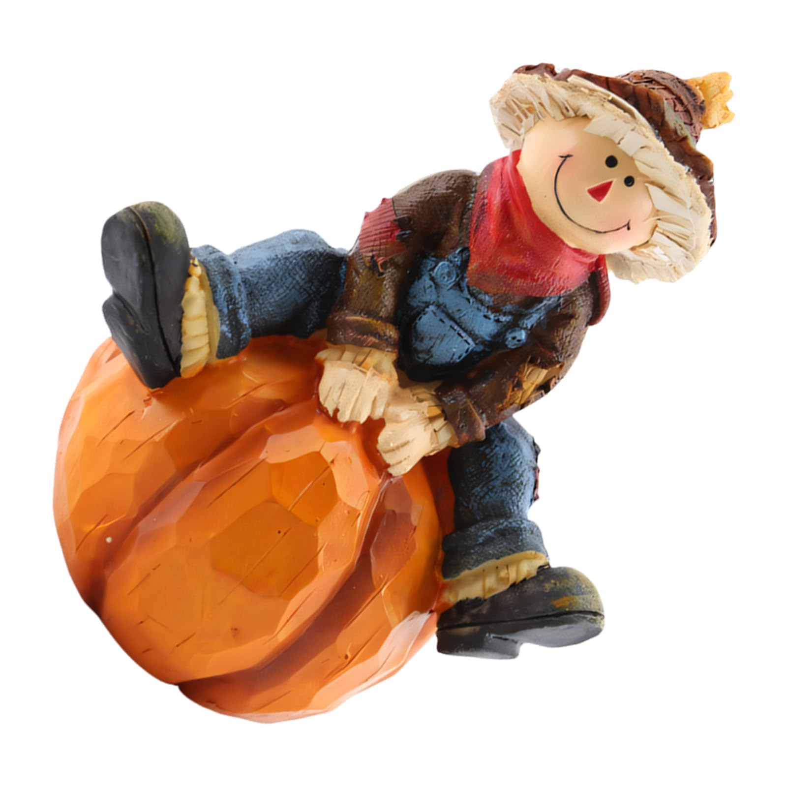 Harvest Pumpkin Decor Figurine Painted Resin Tabletop Accent for Thanksgiving Mantel Shelf Entryway Seasonal Styling Fall Tabletop Figurine Harvest Home Accent Thanksgiving Pumpkin Decor Mantel Shelf