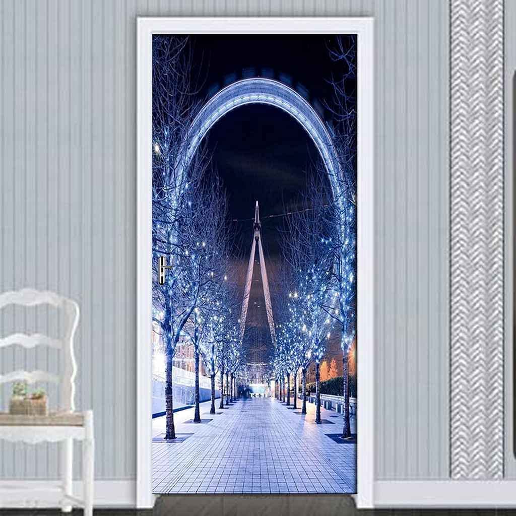 Autocollant Mural 3D Grande Roue Bonbons - 77x200 Cm, Vinyle Amovible, Décoration Porte Ou Mur, Effet Trompe-l'œil