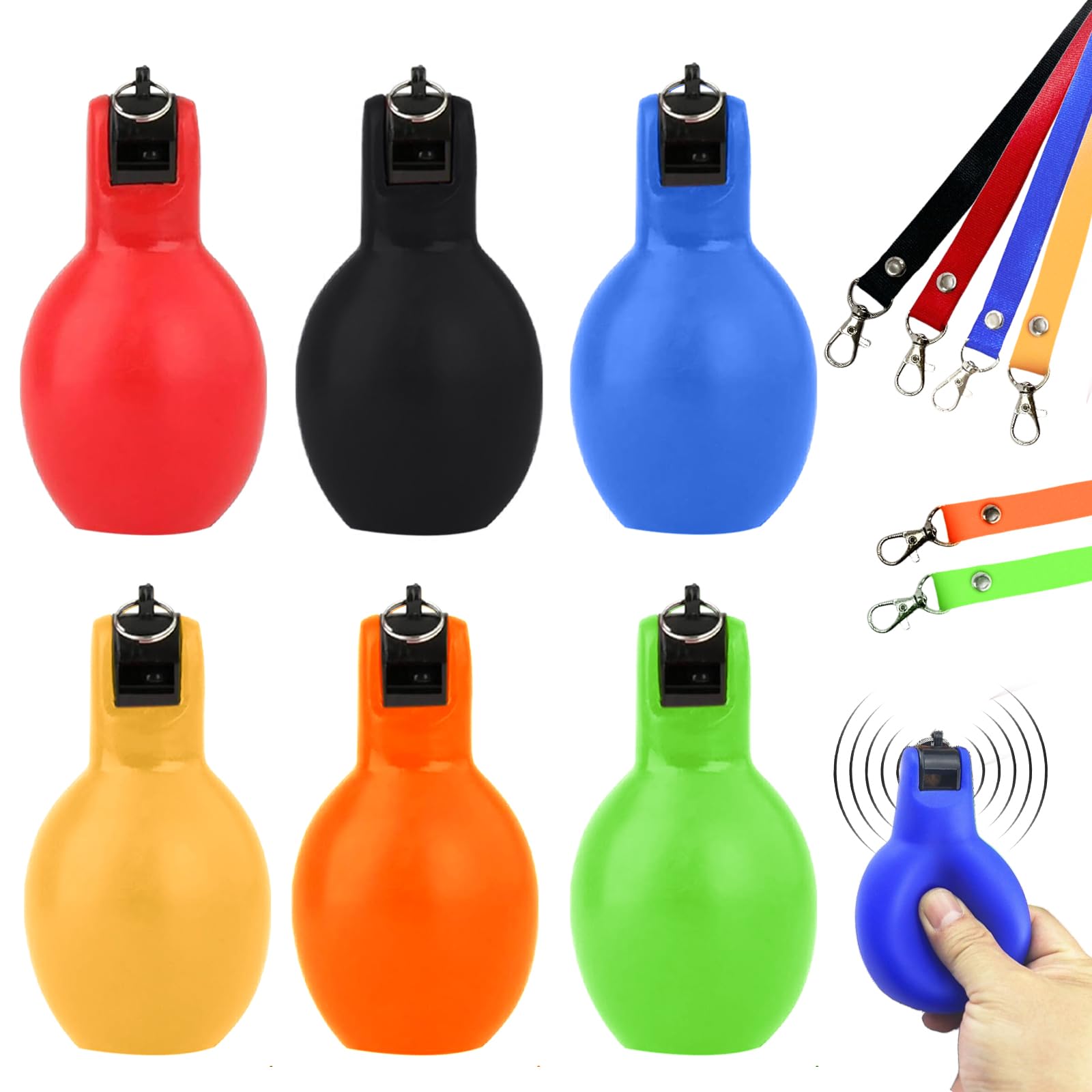 6 Pièces Sifflet Poire a Main, Sifflets Arbitre avec Cordon Porte-clés pour Enseignants de Sport Trains de Chien