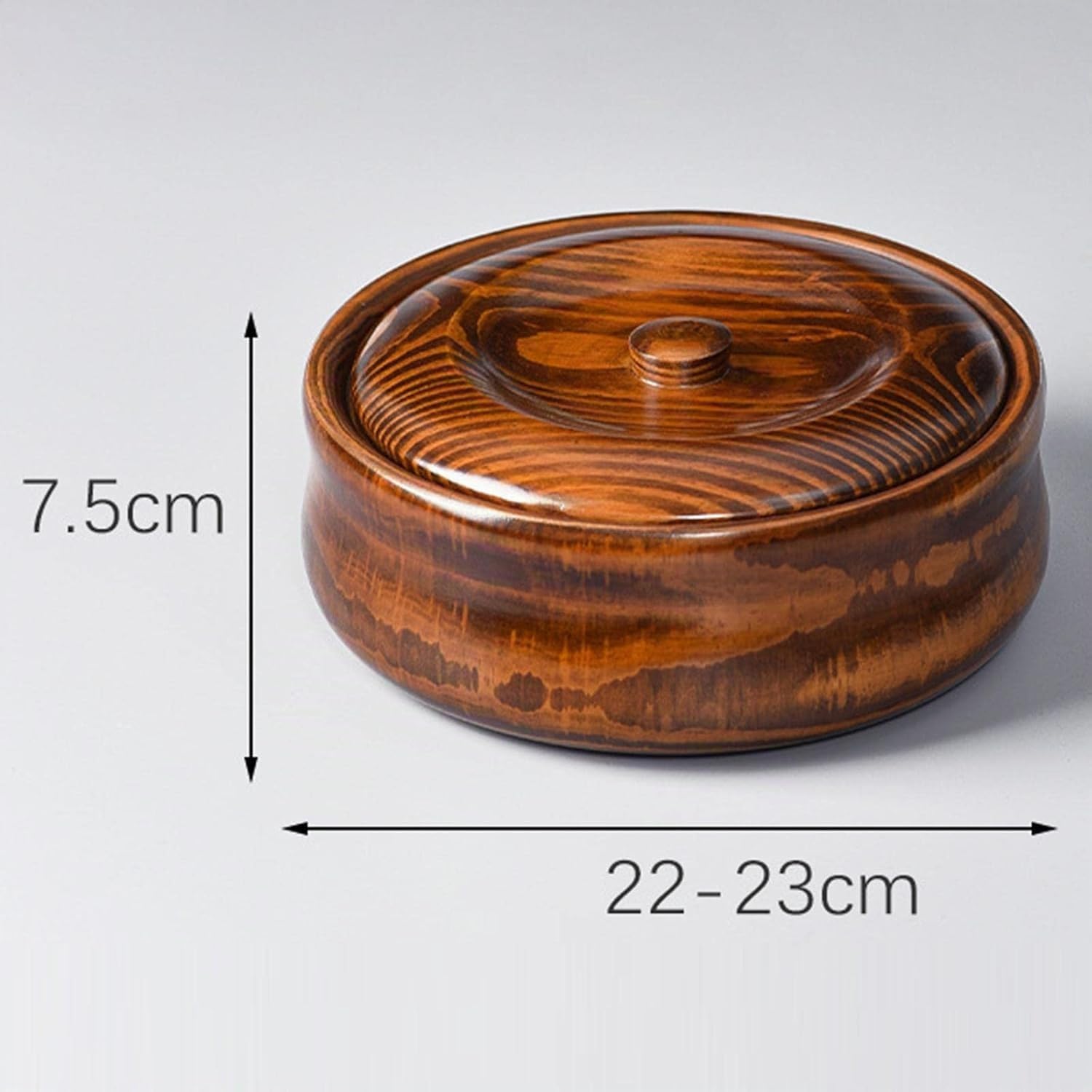 Cuenco de Madera con Tapas Decoración del hogar Cuenco de Ramen de Madera para Cocina para Sopa Cereal Guardián Almacenamiento para Ensalada,23cmx7.5cm