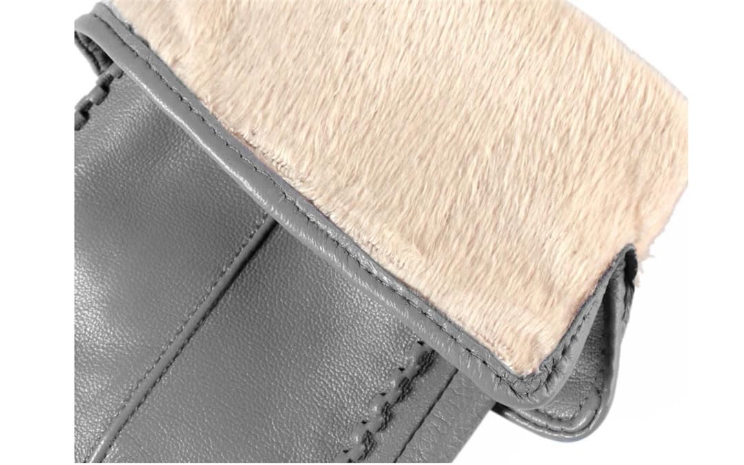 Guantes de poliuretano de color sólido para mujer, forro de algodón, cálidos, cálidos, guantes de negocios de invierno, beige, 6.5, azul oscuro, 6.5
