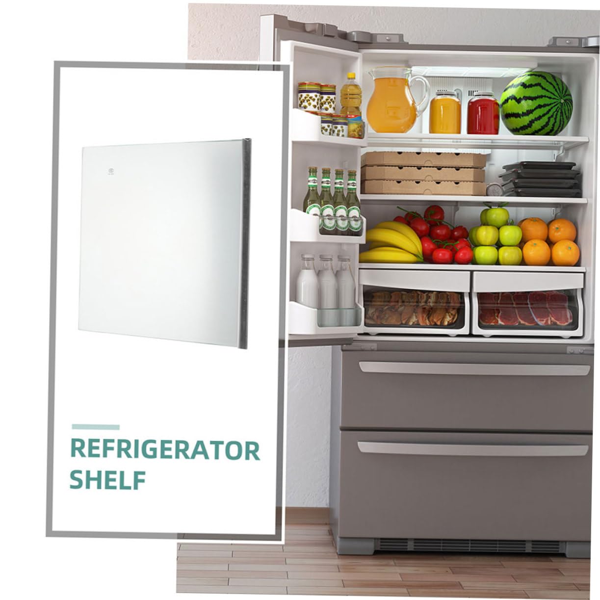 Angoily Ripiano Accessorio Versatile per Organizzare Frigo e Congelatore 33x30cm in Vetro Temperato per Frigorifero Divisorio Pratico e Facile da Pulire