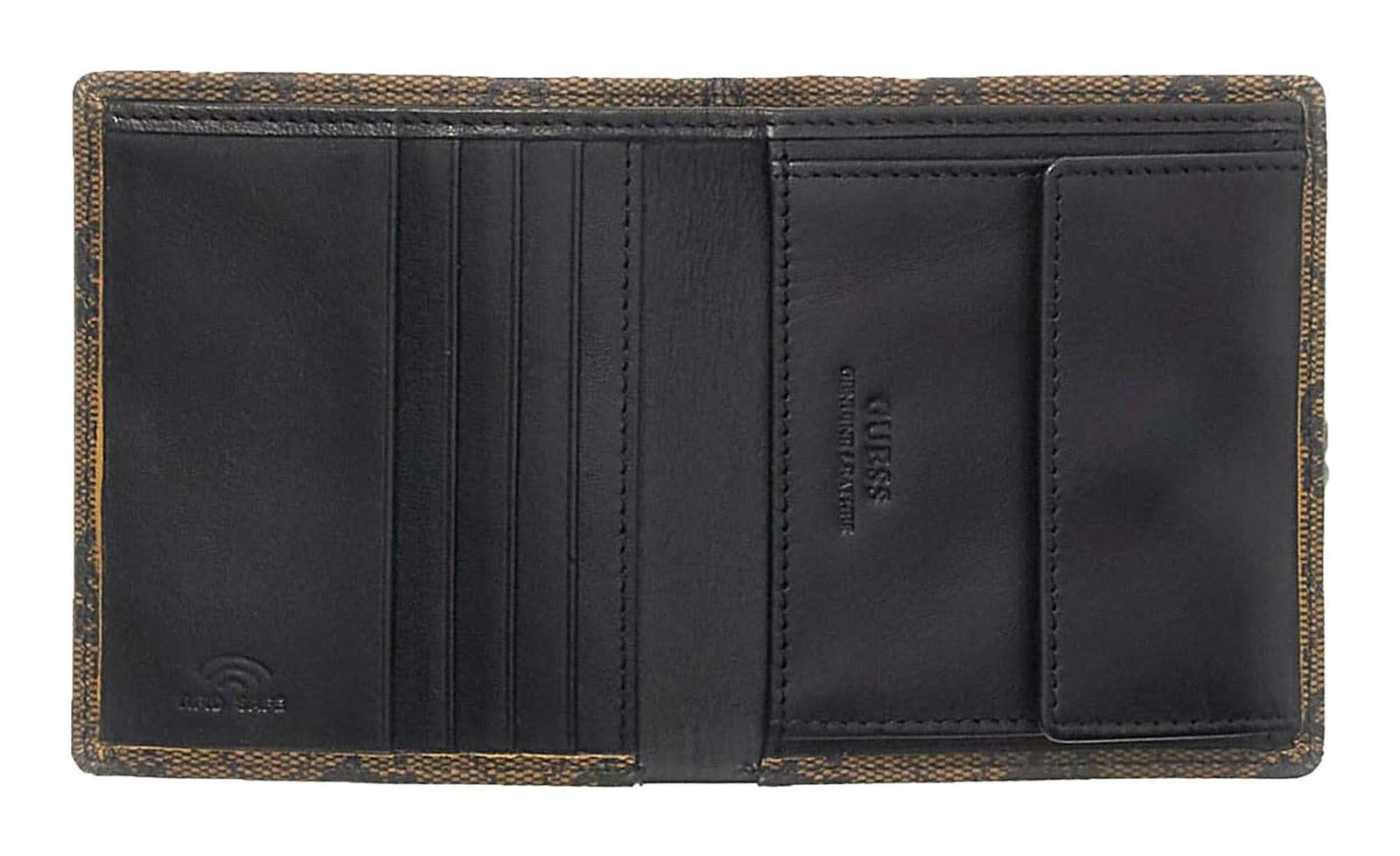 GUESS Cuero Monedero Mito Small Billfold Wallet with Coinpocket Coffee marrón
