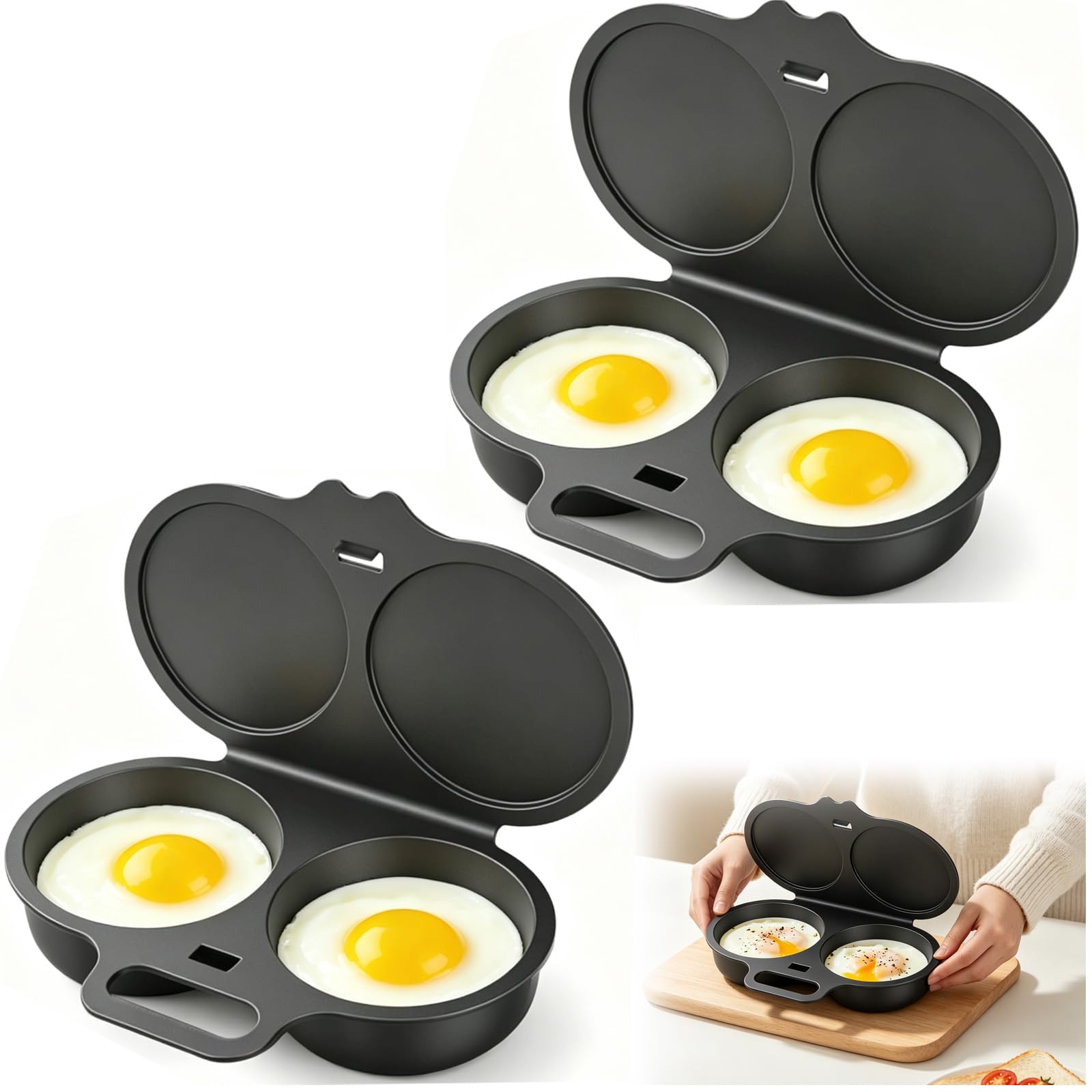 Microwave Egg Poacher 3PCS, Egg Poacher Microwave with Lid & Handle