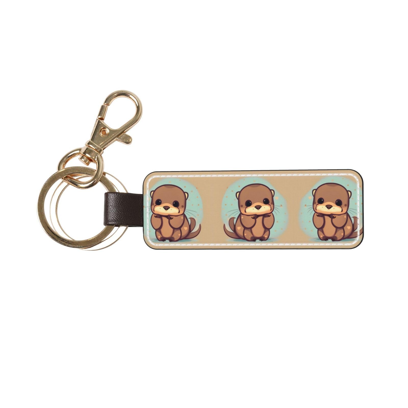 EdWal Cute Otter Print Leather Key Chain, Stylish Car Keychain, Home Keychain, Universal Key Fob For Women