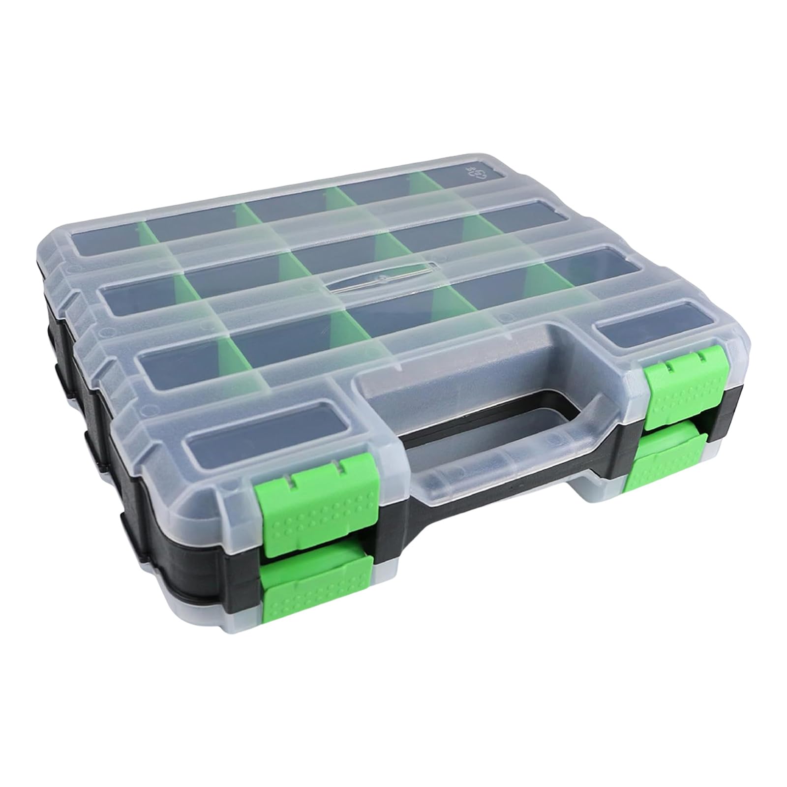 Tool Box with Clear Lid Double Side 34-Compartments Organizers Box with Removable Dividers for Hardware, Screws Removable Compartment Organizers