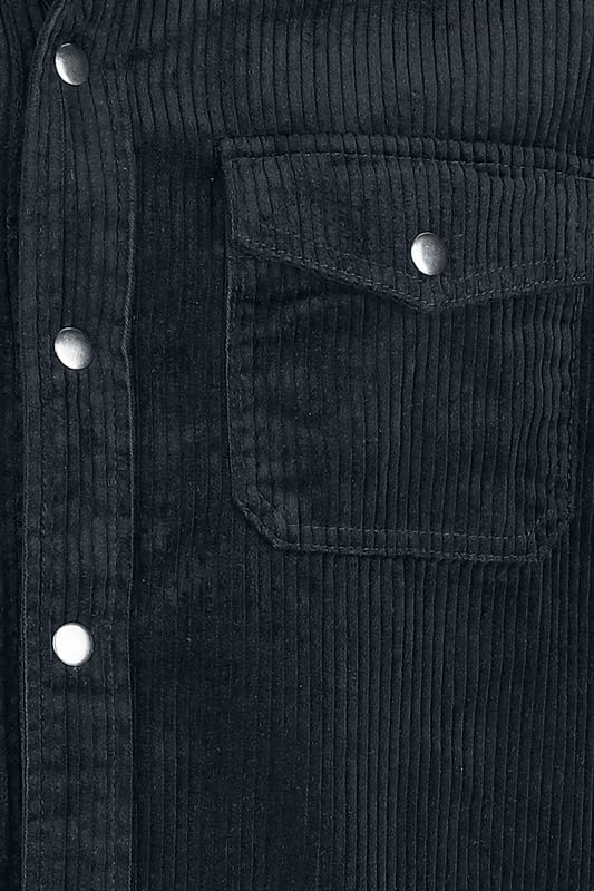 Black Premium by EMP Uomo Camicia nera a maniche lunghe con tasca sul petto