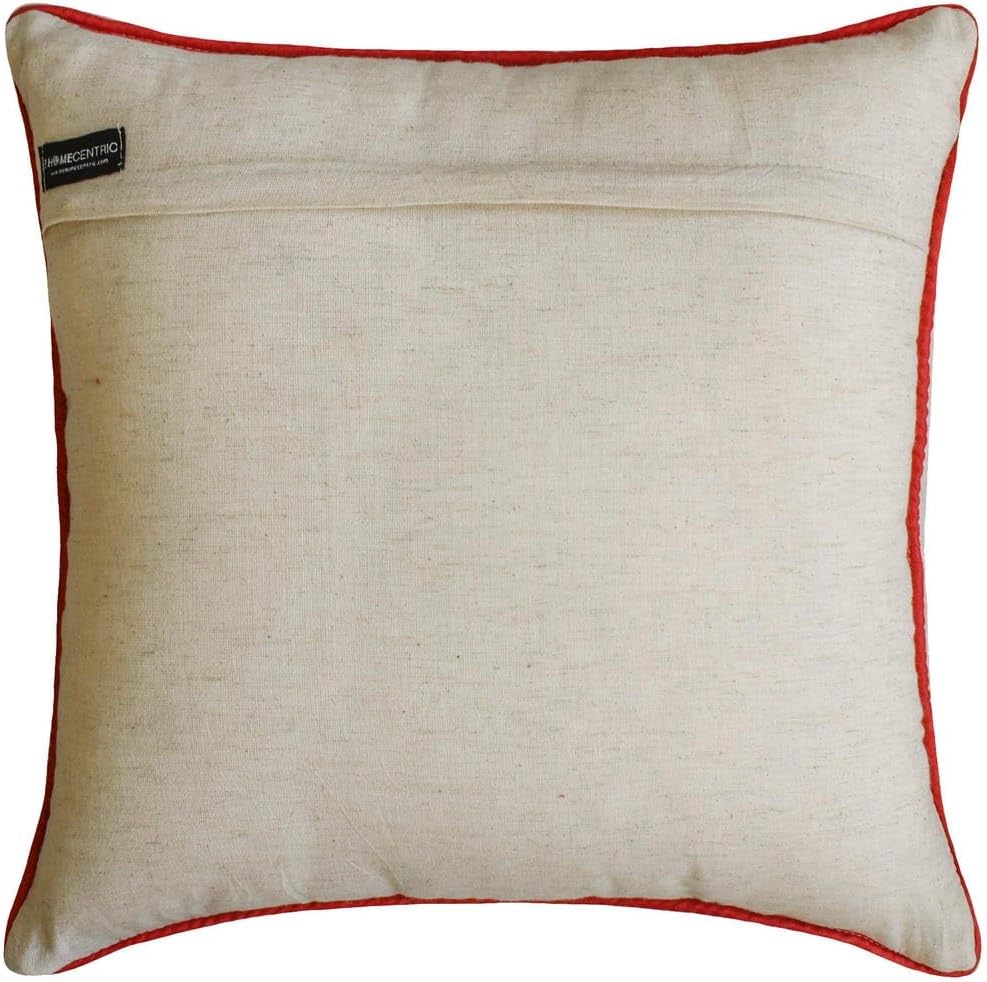 The HomeCentric Holiday Décor Throw Pillow Cover, 26"x26" Red Jacquard Woven Pillow Cover, Rustic Christmas Tree Handmade Pillow Cover for Sofa Couch, Hotels, Living Room, Bed Room - Cheery Pine