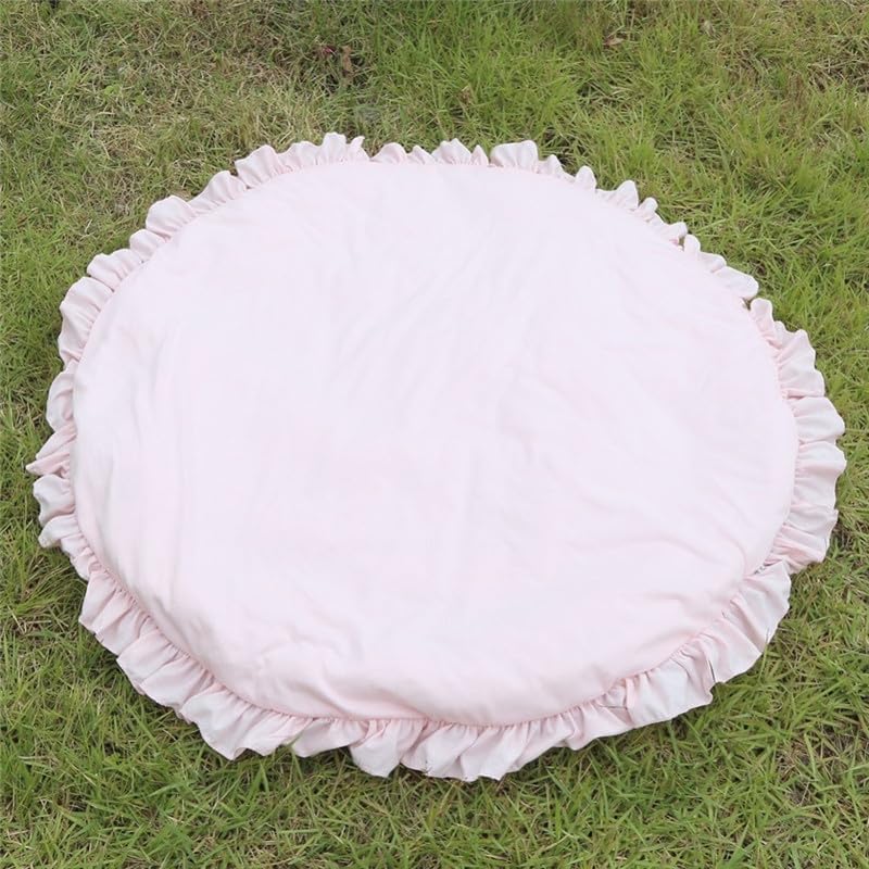 Poowe Baby Cotton Play Mat Soft Crawling Mat Pink Detachable Washable Game Blanket Floor Playmats Kids Infant Child Activity Round Rug Home Room Decor