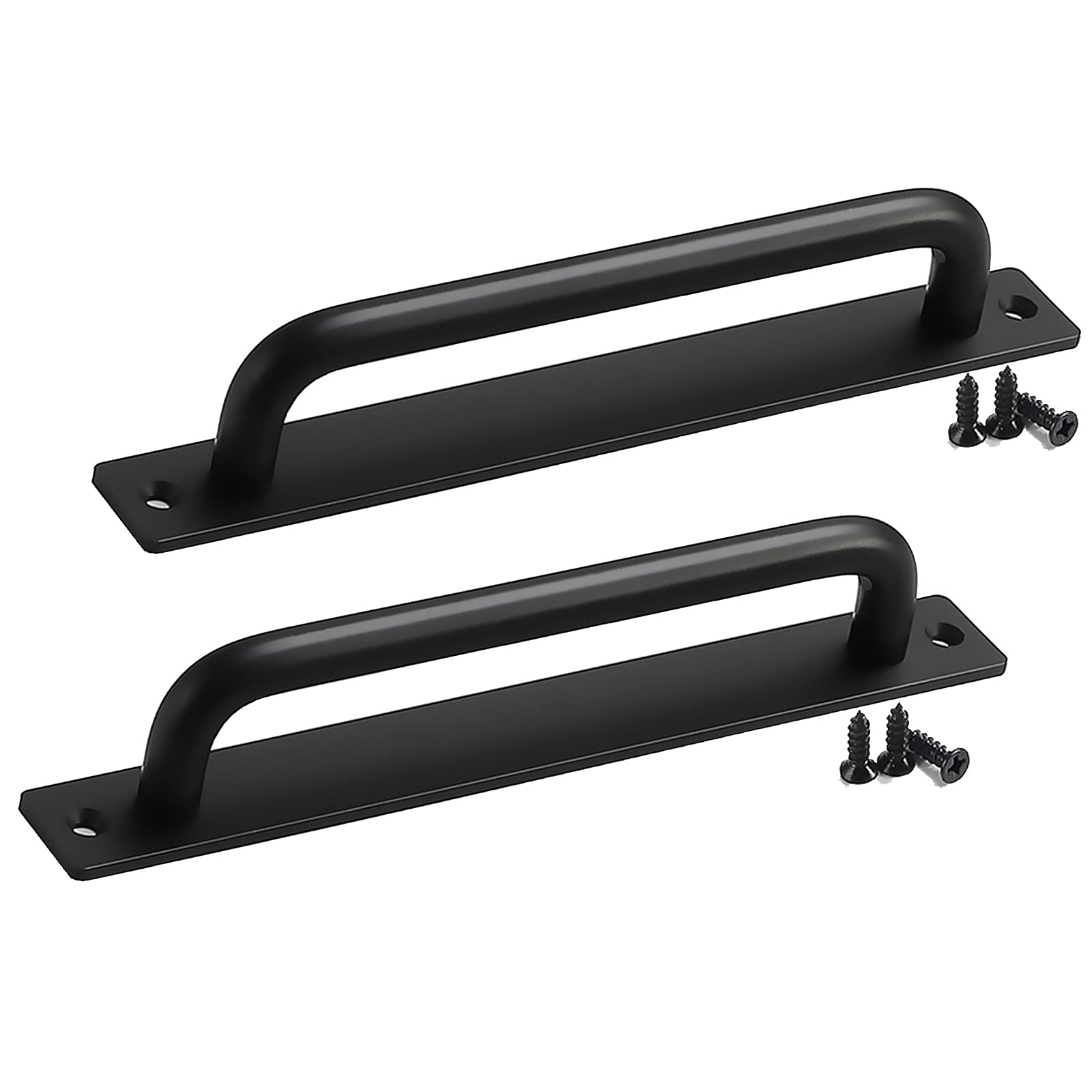 MXXQRHF 2 Pcs Aluminum Alloy Pull Push Door Handles for Barn, Closet & Cabinet - Durable Sliding Door Handles with Screws, Black, 192mm Hole Distance