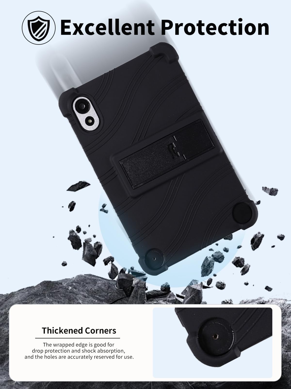 Custodia Silicone Per Blackview Zeno 1 (8") - Cover Antiurto Con Supporto Integrato, Bumper Morbido E Antigraffio - 3