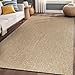 Luul Home Easy Jute Rugs 6x9 Natural Color Living Room Indoor Outdoor Area Rug for Farmhouse Patio and Kitchen Rug High Traffic Washable Easy to Clean Solid Boho Woven Design Outside Carpet (6 x 9)