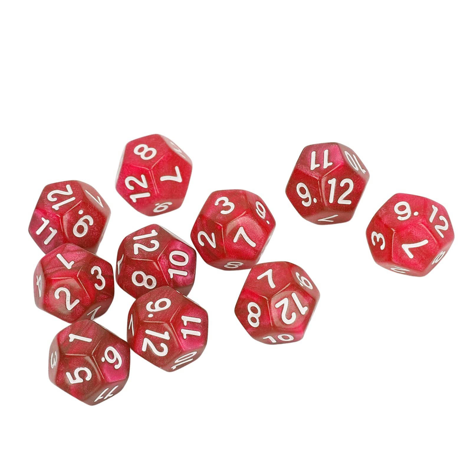12 Sided Dice Dice for Teaching,40pcs Polyhedral Dice Clear Numbers Waterproof Prevent Oxidation 12 Sided Dice Set for Game Teaching (Red)